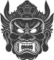 AI generated Silhouette Japanese Traditional Mask  black color only vector