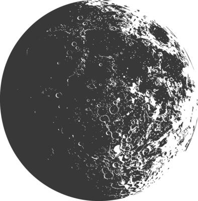 AI generated Silhouette First Quarter Moon black color only