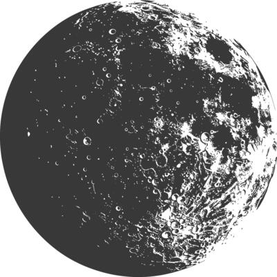 AI generated Silhouette First Quarter Moon black color only