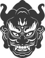 AI generated Silhouette Japanese Traditional Mask  black color only vector