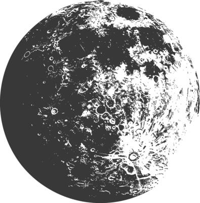 AI generated Silhouette First Quarter Moon black color only