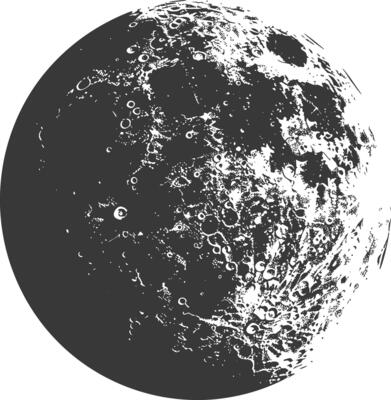 AI generated Silhouette First Quarter Moon black color only