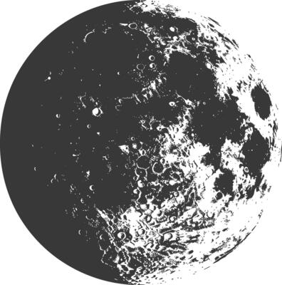AI generated Silhouette First Quarter Moon black color only