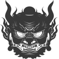 AI generated Silhouette Japanese Traditional Mask  black color only vector