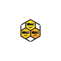 Bee Hive, Robots, and Expressions logo or icon design vector