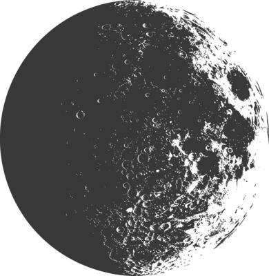 AI generated Silhouette First Quarter Moon black color only