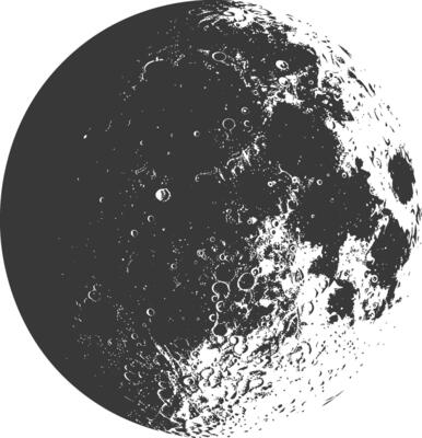 AI generated Silhouette First Quarter Moon black color only