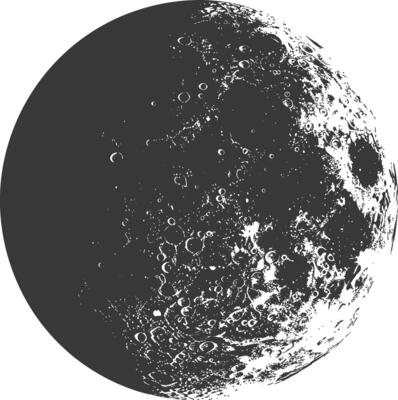 AI generated Silhouette First Quarter Moon black color only
