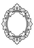 oval frame, floral carved ornamental vector