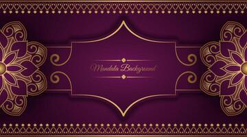 Purple background with golden mandala ornament vector