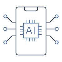 AI Powered App Development Icon. Revolutionizing Applications. App Development with AI Icon. Innovating Software Solutions. Smart App Creation Icon. Harnessing the Power of AI. Editable Stroke Icon. vector