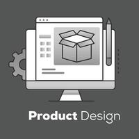 Product Design and Packaging. Elevate your brand with cutting-edge product designs and packaging solutions that captivate customers and drive sales. vector