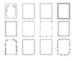 Vintage frames vector clipart bundle. Squared ornament frame for sketchbook or bullet journal.