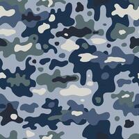 Military camouflage seamless pattern, blue color. vector