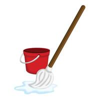 Housework Mopping Activity Object Cartoon Illustration Vector Clipart Sticker