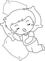 Kids Doing Healthy Lifestyle Sleeping Activity Cartoon Coloring for Kids and Adult vector