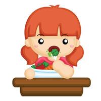Kids Doing Healthy Lifestyle Eating Activity Cartoon Illustration Vector Clipart Sticker