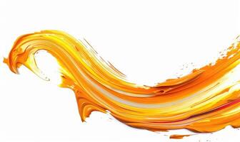 AI generated A brush glides across a white canvas. Orange, yellow and red gradient paint stroke. Abstract background. photo