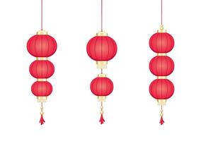 Red Hanging Chinese Lantern, Lunar New Year and Mid-Autumn Festival Decoration Graphic. Decorations for the Chinese New Year. Chinese lantern festival. vector