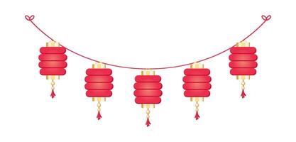 Chinese Lantern Hanging Garland, Lunar New Year and Mid-Autumn Festival Decoration Graphic vector