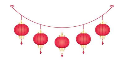 Chinese Lantern Hanging Garland, Lunar New Year and Mid-Autumn Festival Decoration Graphic vector