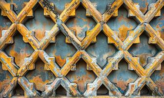 AI generated Background of the old iron lattice with a pattern of geometric shapes photo