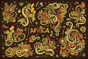 Vector doodle cartoon set of Africa designs