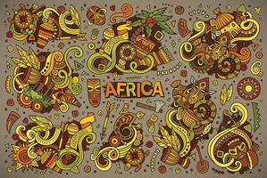 Vector doodle cartoon set of Africa designs