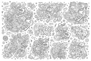 Set of travel planning objects and symbols vector