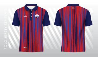 blue and red sublimation shirt for polo jersey template. front and back view vector