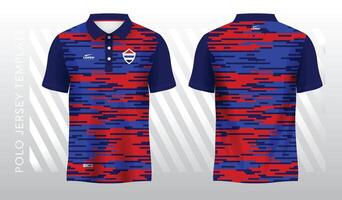 blue and red sublimation shirt for polo jersey template. front and back view vector