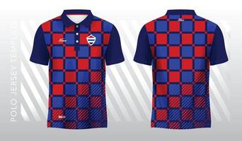 blue and red sublimation shirt for polo jersey template. front and back view vector