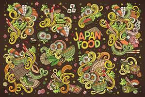 Vector cartoon set of Japan food objects