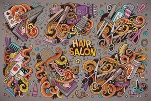 Vector cartoon set of Hair salon theme doodles design elements