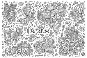 Vector doodle cartoon set of Africa designs