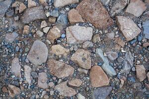 texture of sharp sea stones of different sizes photo
