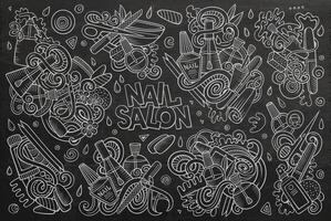 Vector cartoon set of Nail salon theme doodles design elements