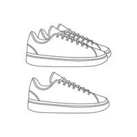 Hand drawn kids drawing Cartoon Vector illustration sneakers, casual shoes icon Isolated on White Background
