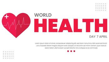 World Health Day banner with stethoscope and world map. Vector illustration.