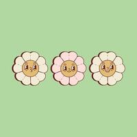 cute retro illustration of smiling daisies vector