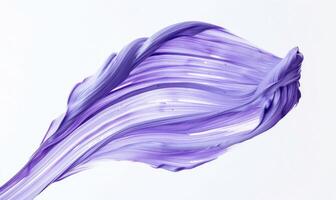 AI generated Brush stroke resembling a lily petal, in serene lavender color on white background photo