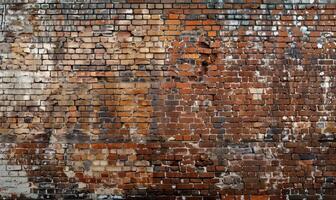 AI generated Old brick wall texture background. Grunge brick wall texture. photo