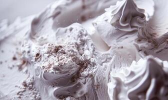 AI generated Close-up of melting lavender ice cream, abstract background with ice cream close up view photo