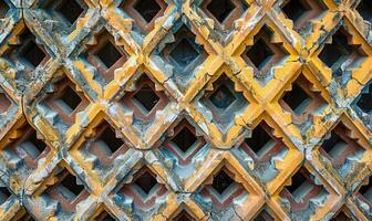 AI generated Background of the old iron lattice with a pattern of geometric shapes photo