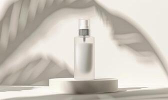 AI generated Frosted glass bottle mockup showcasing a luxurious hydrating facial serum with a sleek modern design photo
