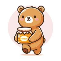 cute vector design illustration of a bear carrying honey