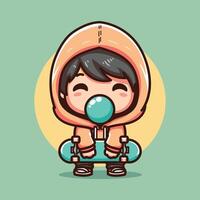 cute vector design illustration of little boy and sketchboard