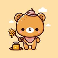 cute vector design illustration of a bear carrying honey