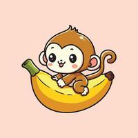 cute vector design illustration of monkey and banana