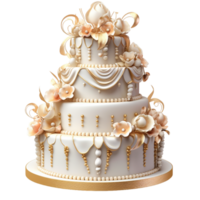 AI generated Beautiful decorated fondant cake isolated on transparent background png